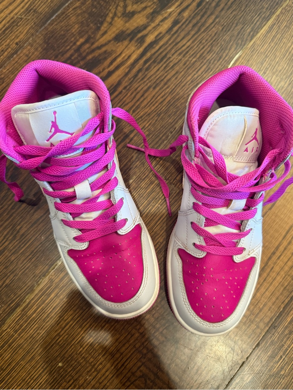 Jordan Kids' White and Hot Pink High-Top Sneakers